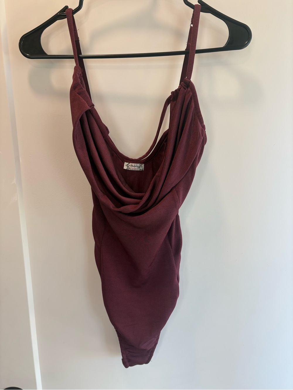 Free people Draped Cowl Neck Bodysuit - Burgundy